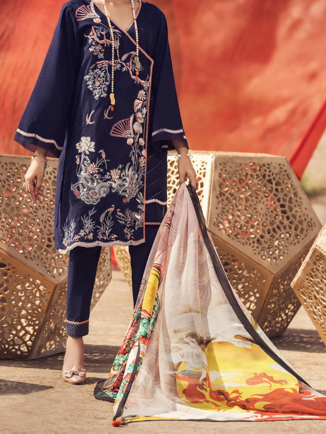 Blue Jacquard 3 Piece Unstitched - AWP-3PS-337A - Image 3