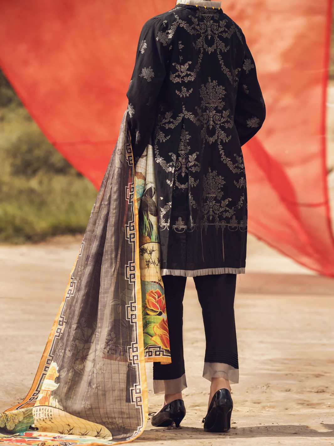 Black Jacquard 3 Piece Stitched - AWP-3PS-338 - Image 2