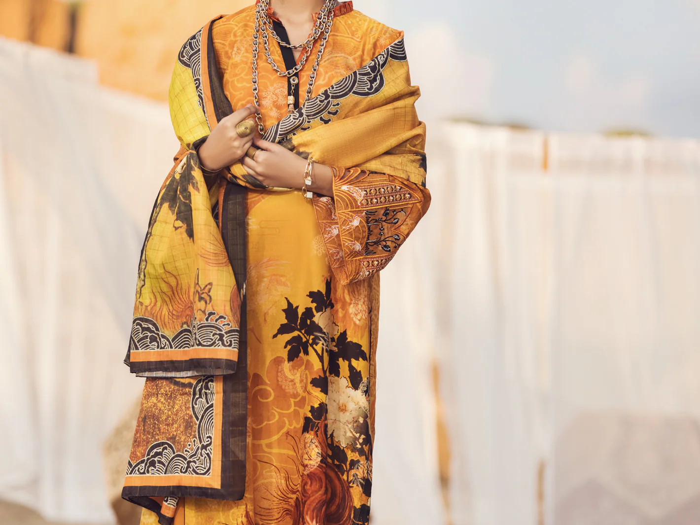 Mustard Khaddar 3 Piece Stitched - AWP-3PS-339A - Image 4