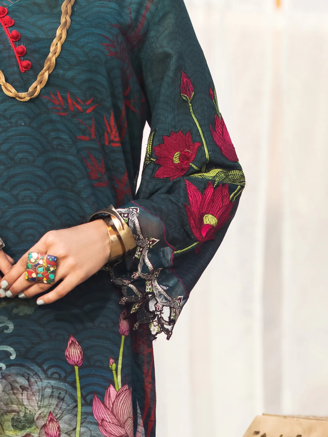 Teal Khaddar 3 Piece Unstitched - AWP-3PS-341 - Image 3