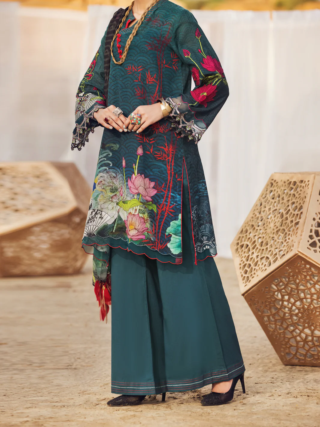 Teal Khaddar 3 Piece Unstitched - AWP-3PS-341 - Image 5