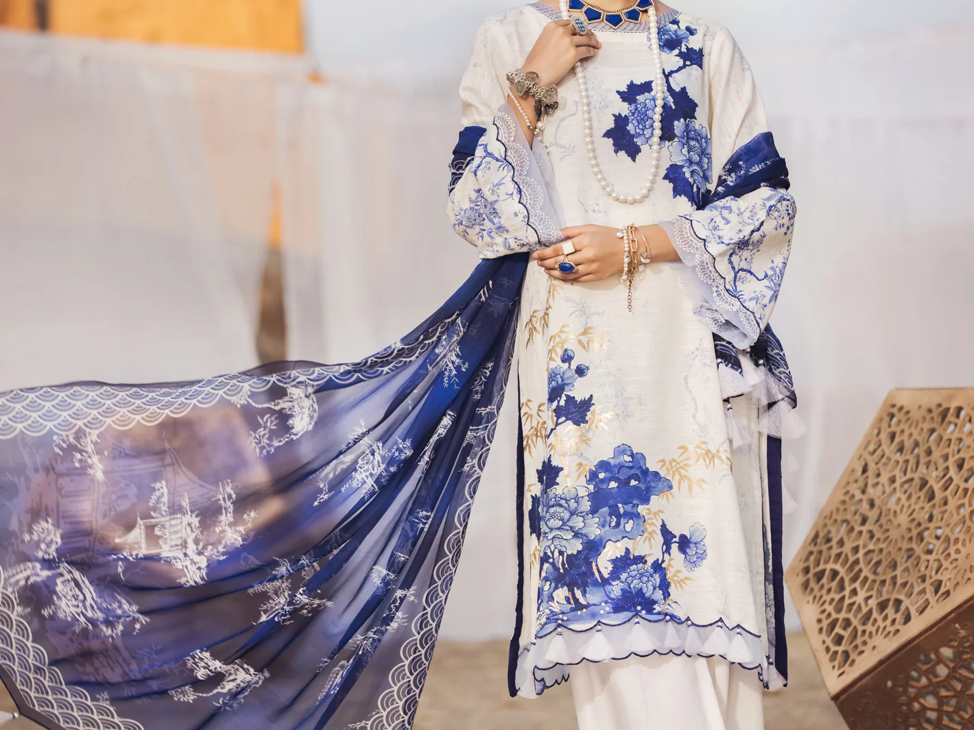 Blue Khaddar 3 Piece Stitched - AWP-3PS-344 - Image 4