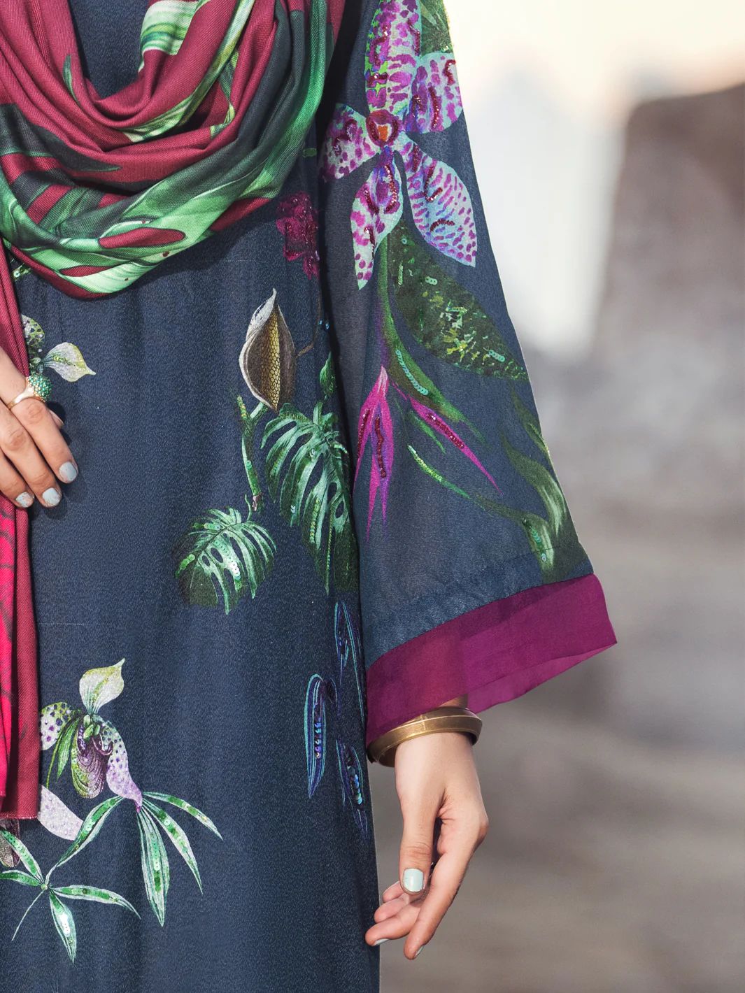 Navy Blue Karandi 3 Piece Stitched - AWP-3PS-345 - Image 3