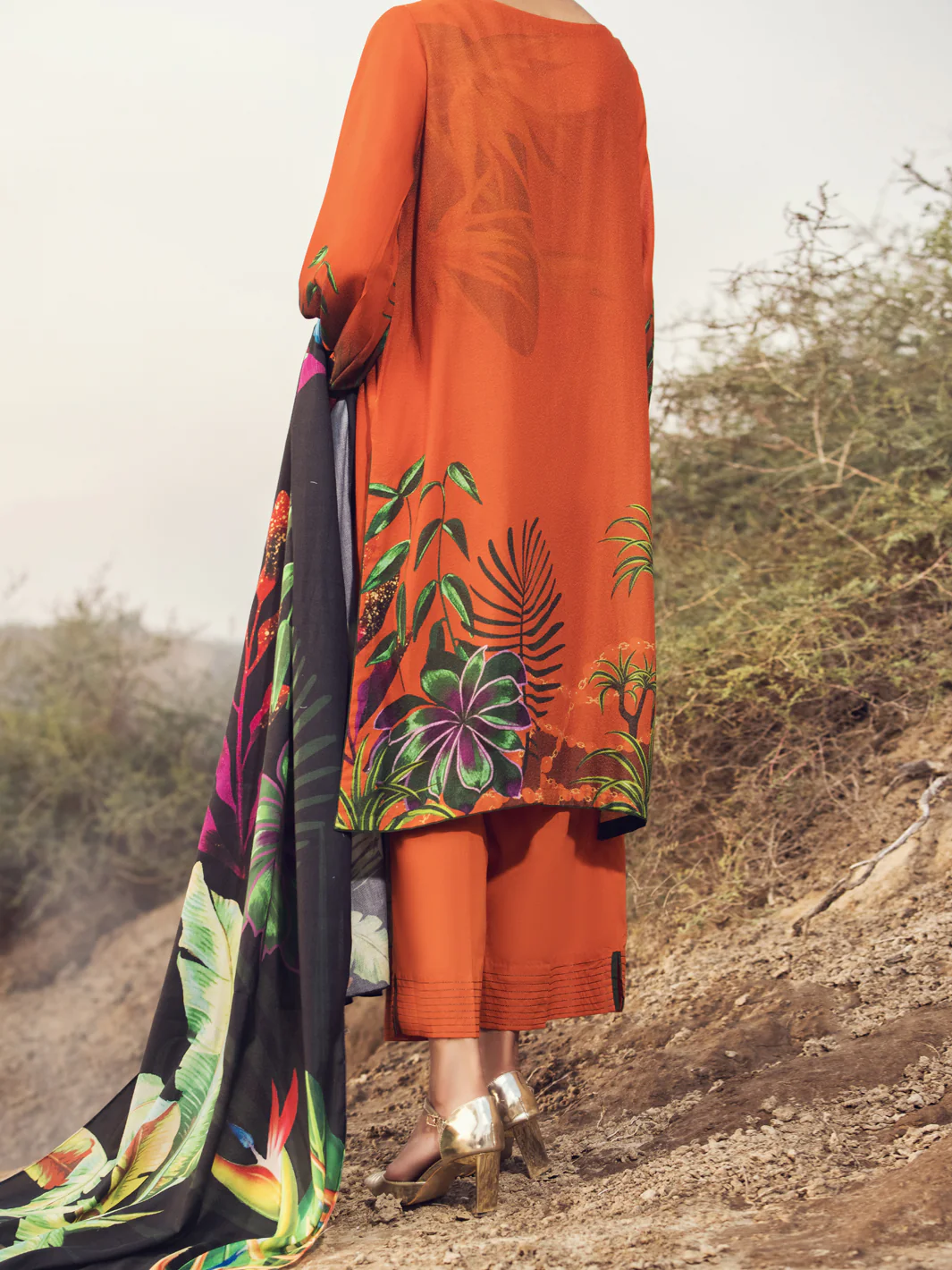Orange Karandi 3 Piece Stitched - AWP-3PS-346 - Image 2