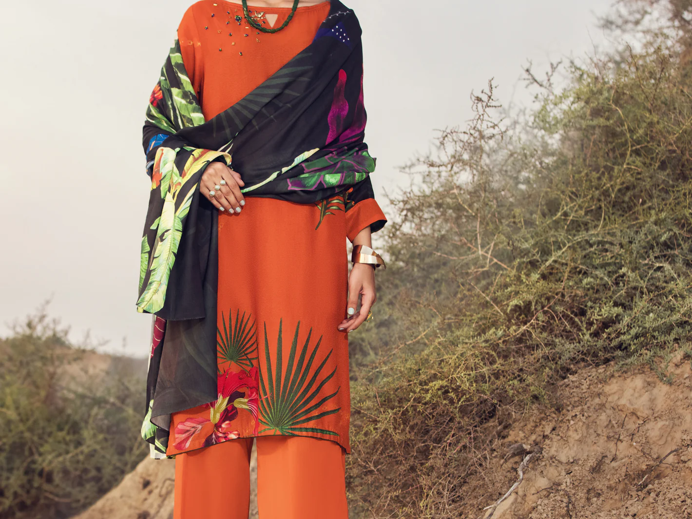 Orange Karandi 3 Piece Stitched - AWP-3PS-346 - Image 4
