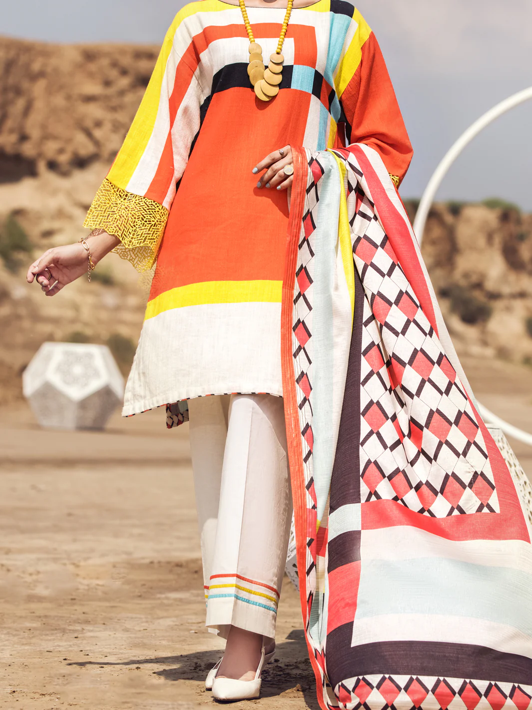 Orange Khaddar 3 Piece Stitched - AWP-3PS-352 - Image 3