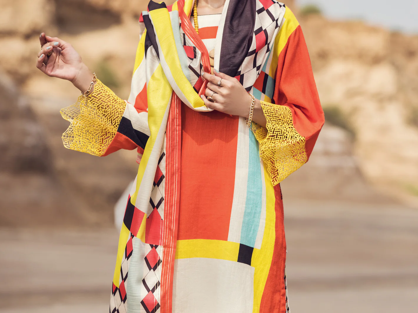 Orange Khaddar 3 Piece Stitched - AWP-3PS-352 - Image 4