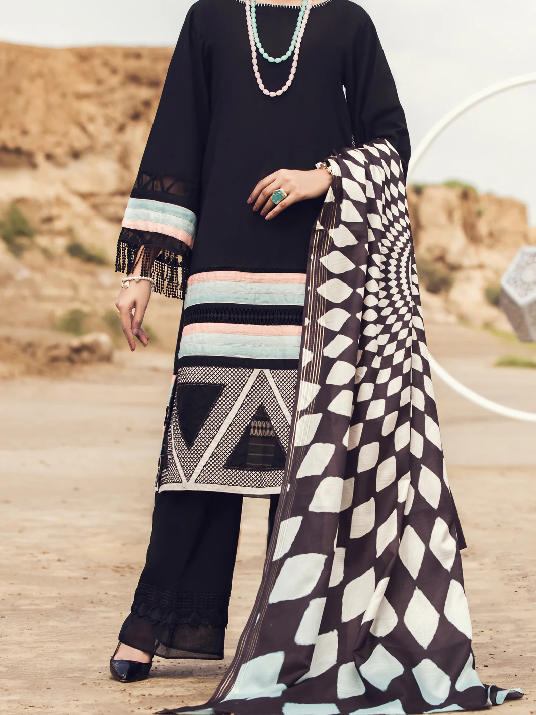 Black Karandi 3 Piece Stitched - AWP-3PS-356