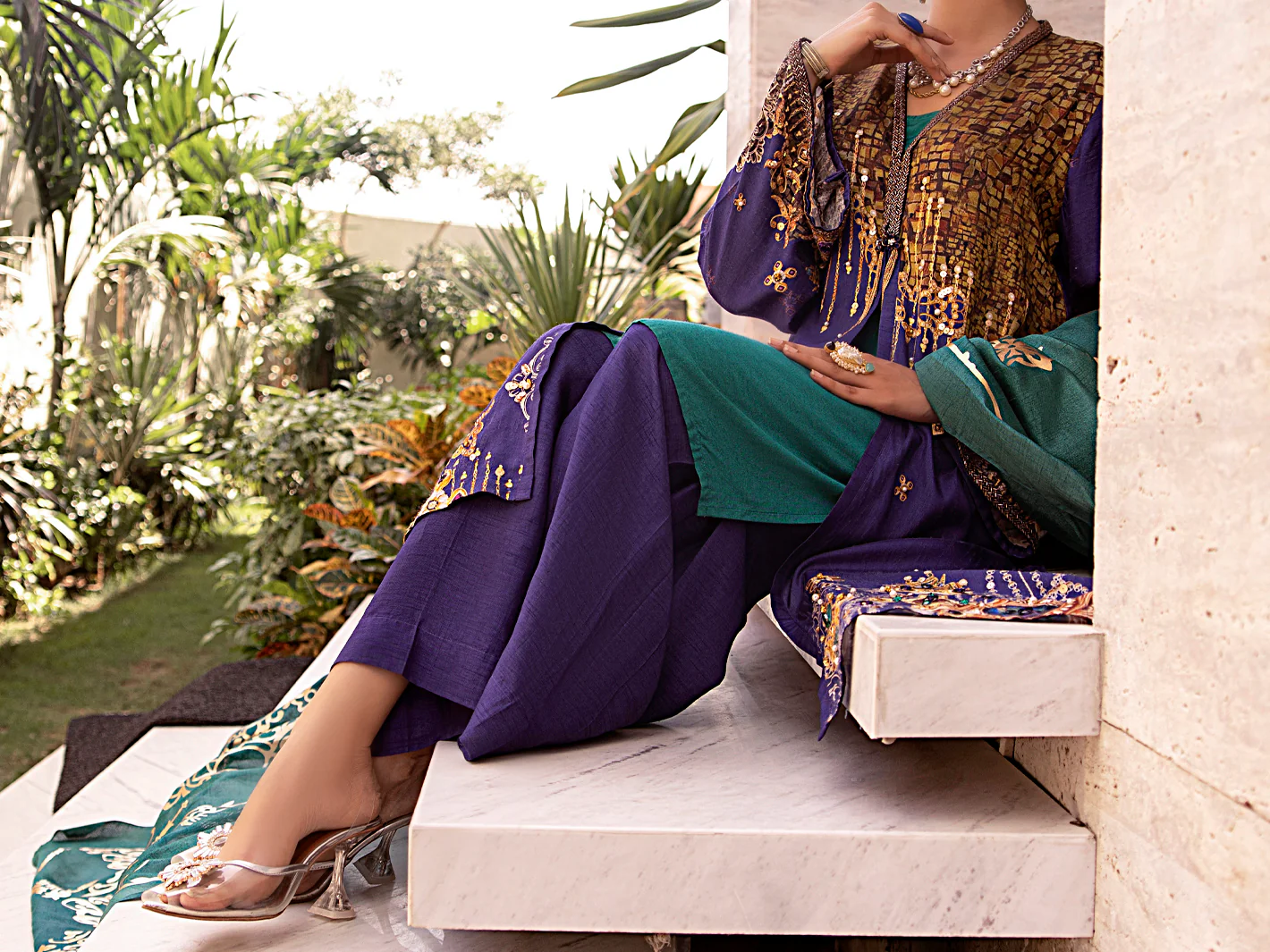Blue Raw Silk 3 Piece Stitched - AWP-3PS-358 - Image 5