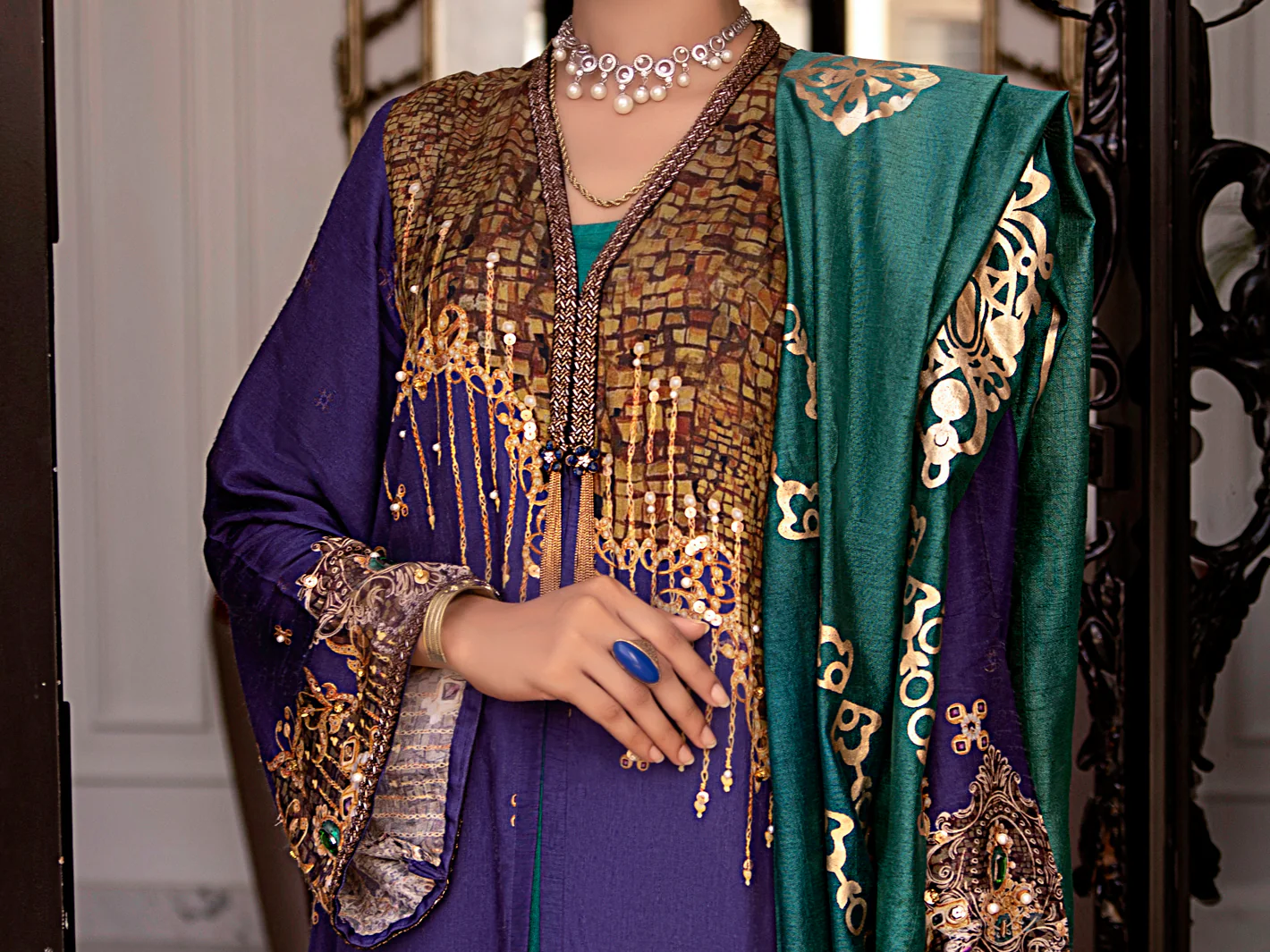 Blue Raw Silk 3 Piece Stitched - AWP-3PS-358 - Image 6