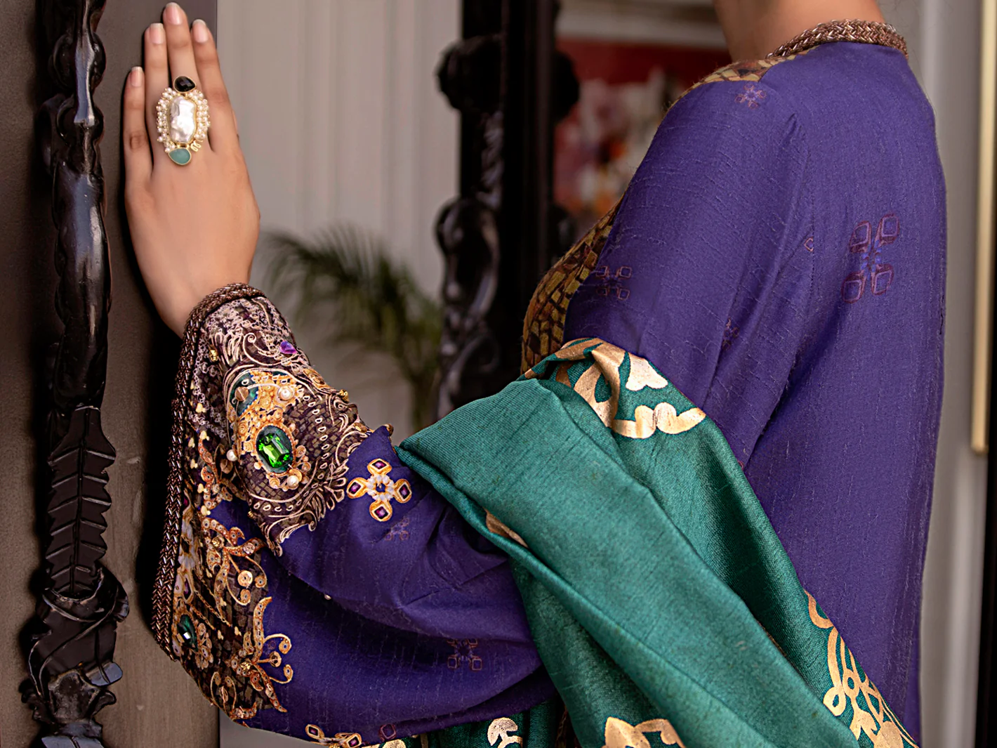 Blue Raw Silk 3 Piece Stitched - AWP-3PS-358 - Image 7