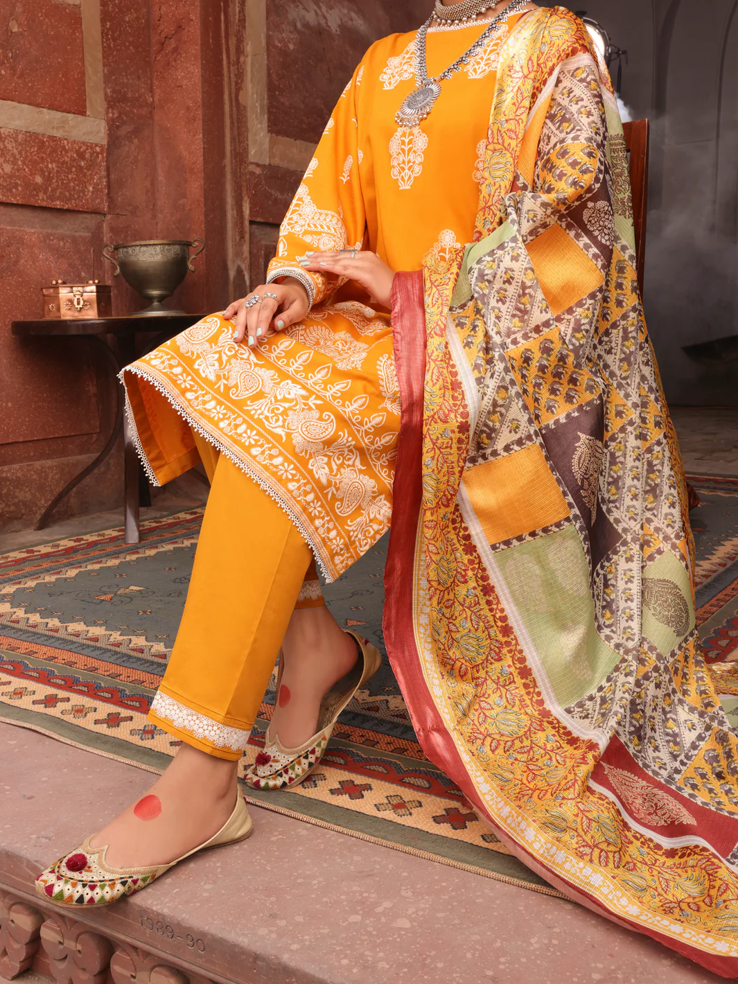 Yellow Cambric 3 Piece Stitched - AWP-3PS-404 - Image 5