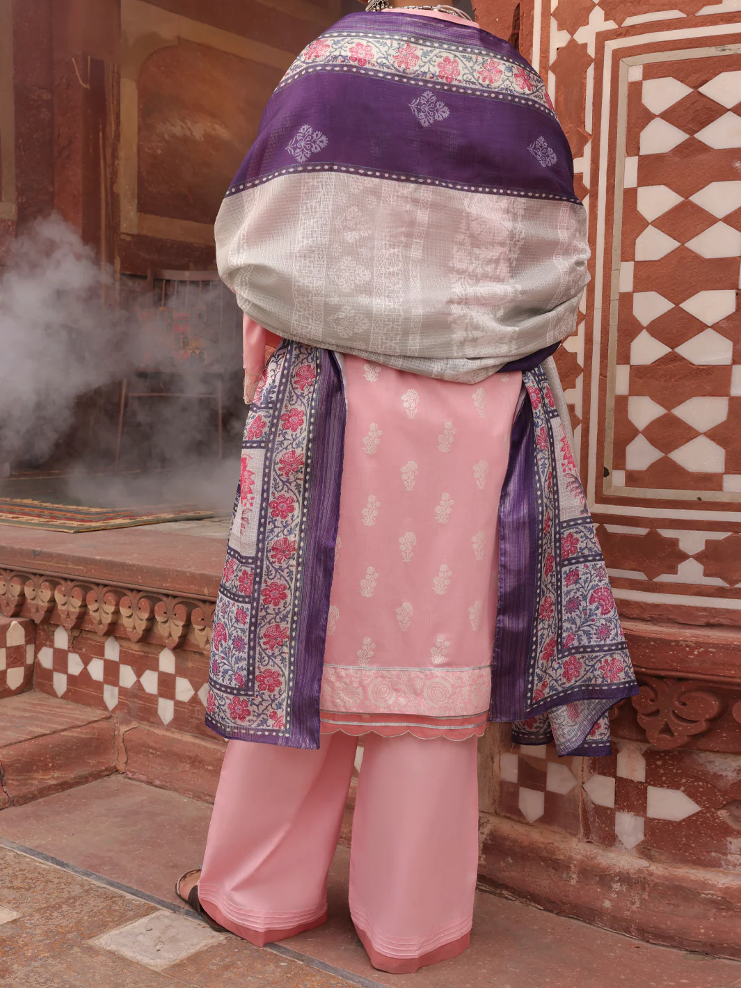 Pink Cambric Unstitched 3 Piece - AWP-3PS-405 - Image 2