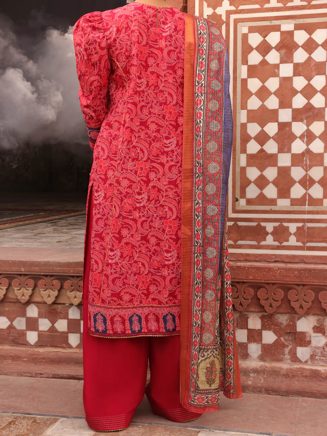 Red Cambric 3 Piece Stitched - AWP-3PS-406 - Image 2
