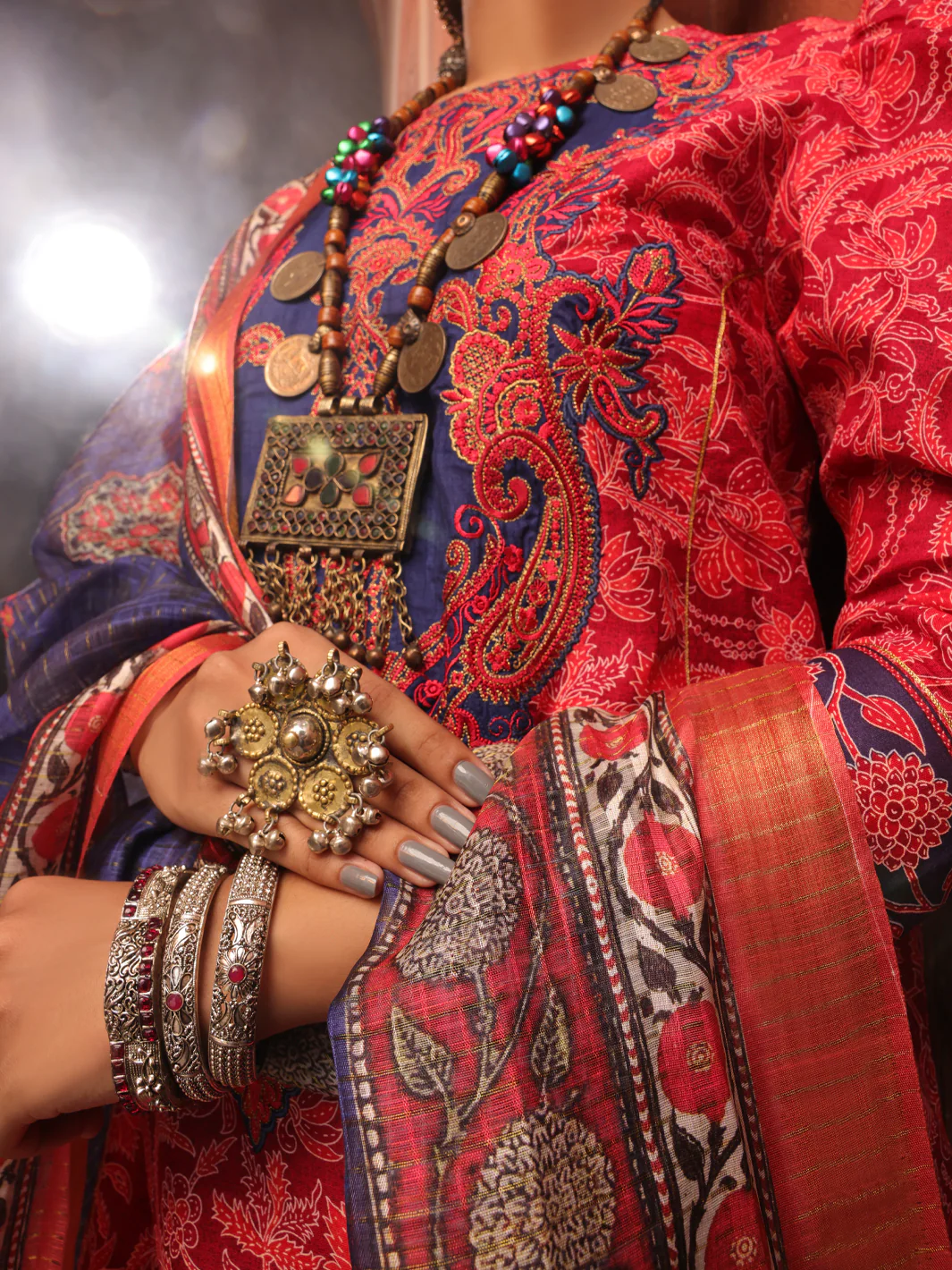 Red Cambric 3 Piece Stitched - AWP-3PS-406 - Image 4