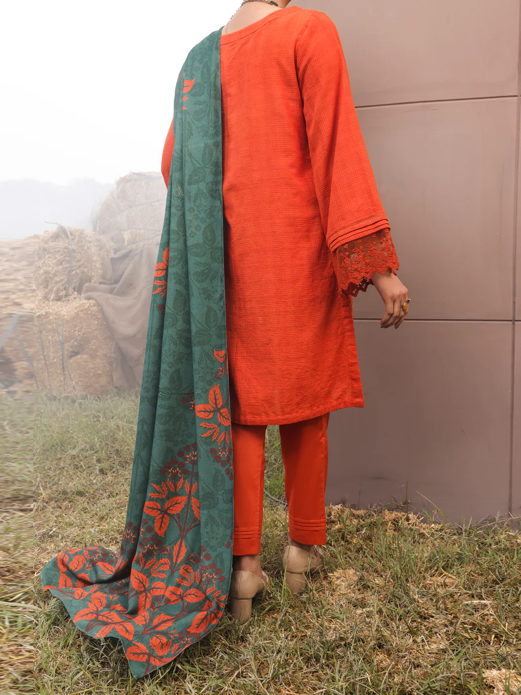 Orange Dobby Unstitched 3 Piece - AWP-3PS-412 - Image 2