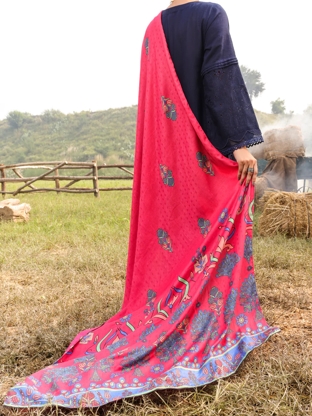 Blue Khaddar Unstitched 3 Piece - AWP-3PS-416 - Image 2