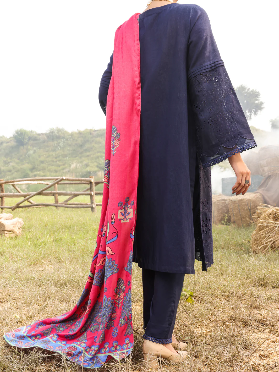 Blue Khaddar Unstitched 3 Piece - AWP-3PS-416 - Image 4