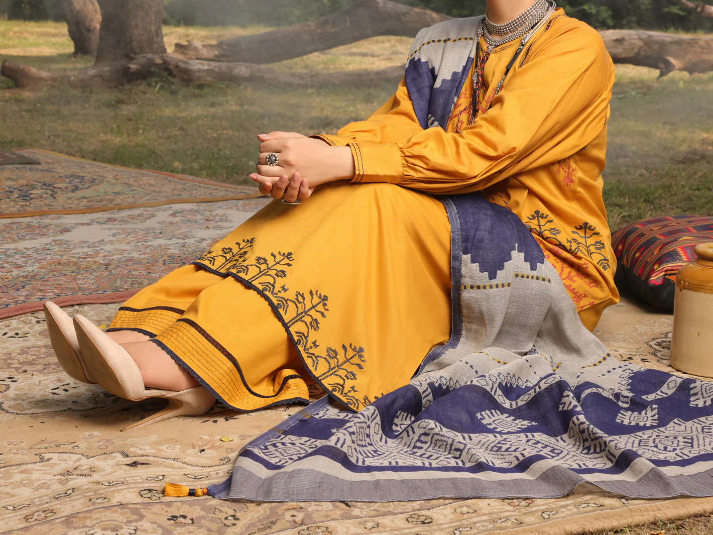 Mustard Cambric 3 Piece Stitched - AWP-3PS-422 - Image 4