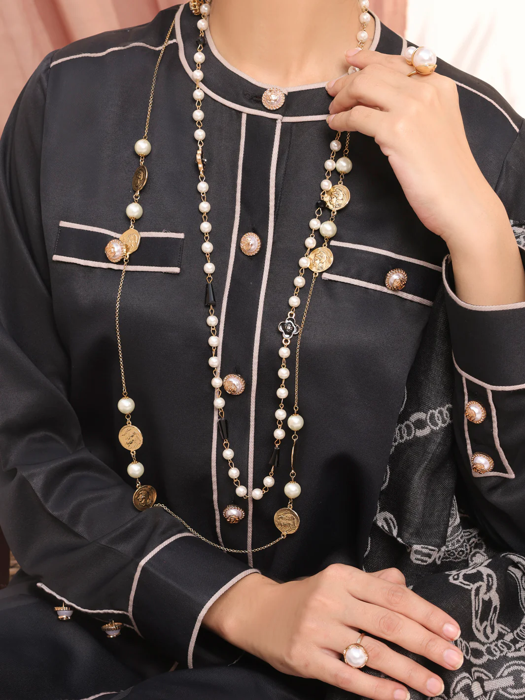 Black Dobby Viscose Unstitched 3 Piece - AWP-3PS-432 - Image 4