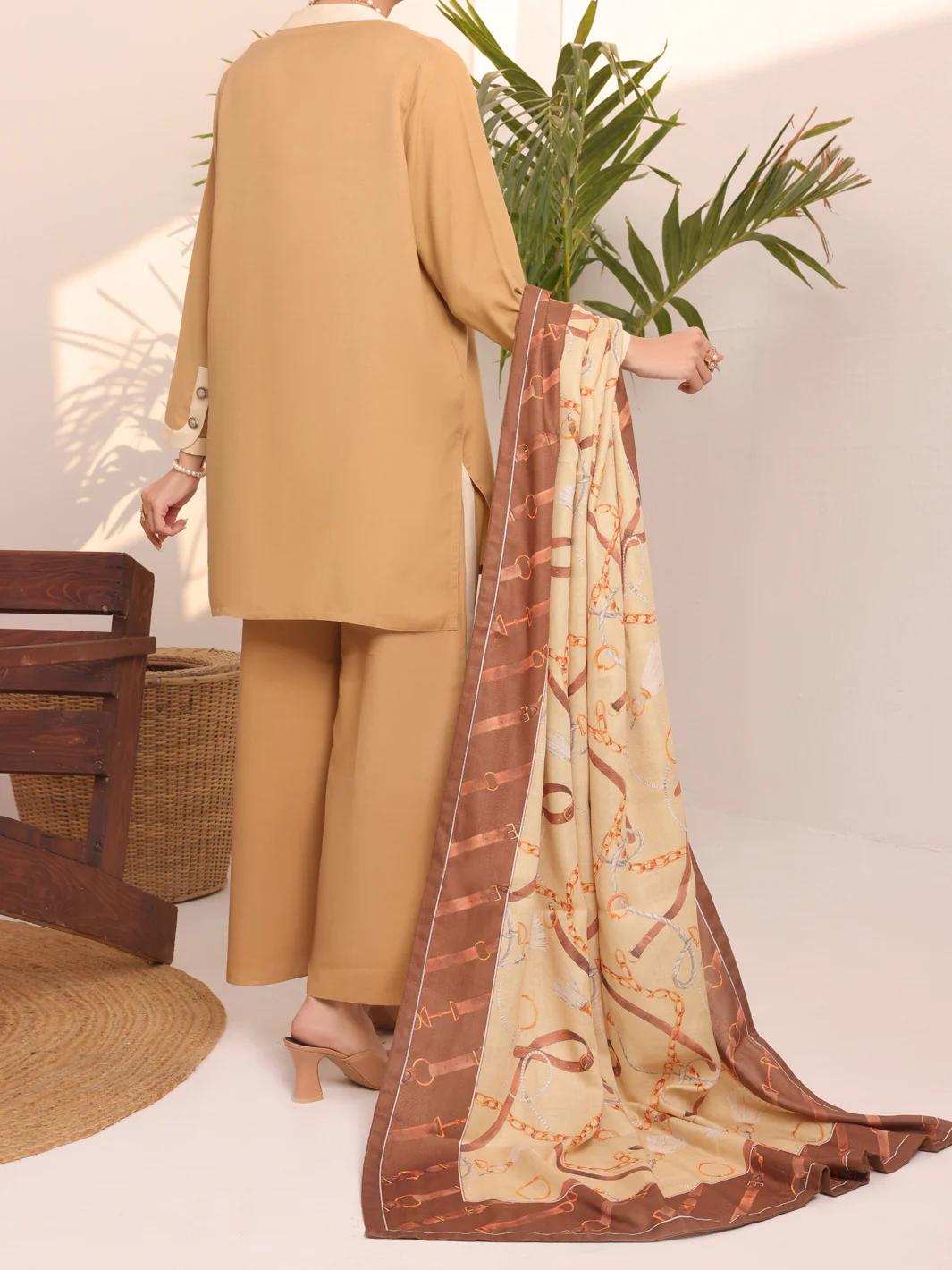 Khaki Dobby Viscose Unstitched 3 Piece - AWP-3PS-436 - Image 5