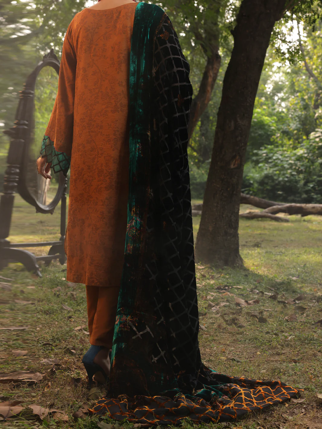 Mustard Slub Viscose Stitched 3 Piece - AWP-3PS-440 - Image 2