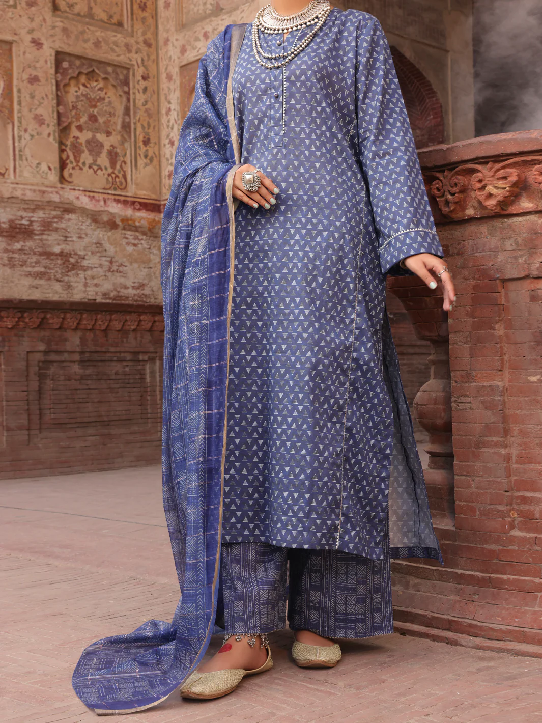 Blue Cambric Stitched 3 Piece - AWP-3PS-499