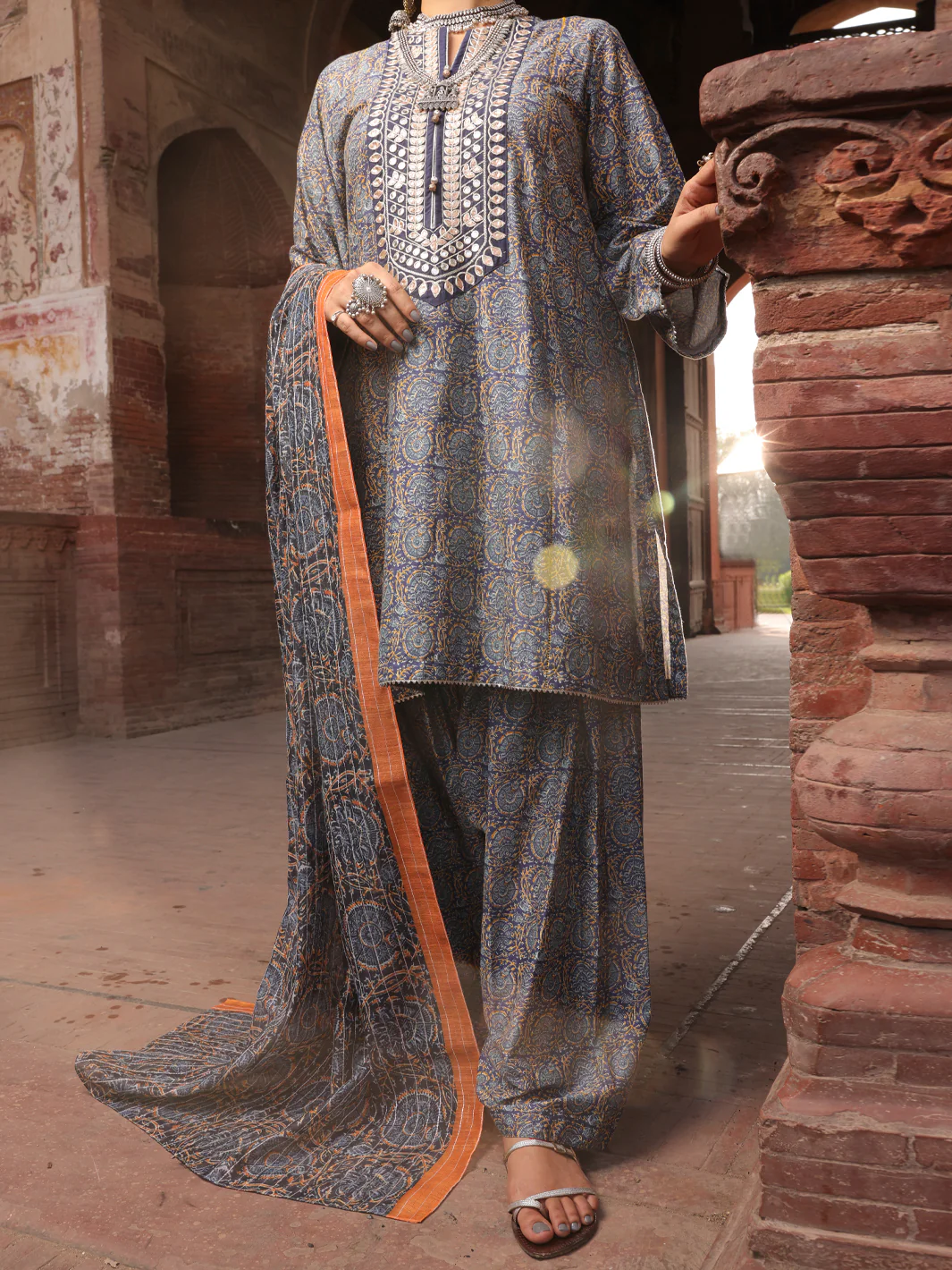 Blue Cambric Stitched 3 Piece - AWP-3PS-501