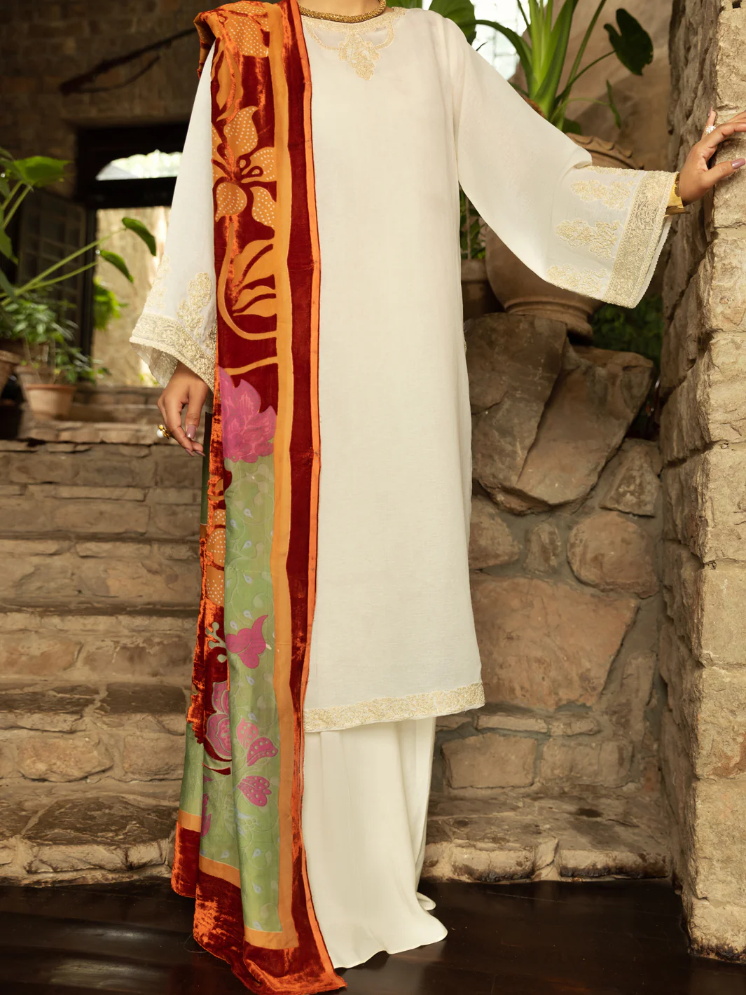 Off White Linen 3 Piece Unstitched - AWP-3PS-543