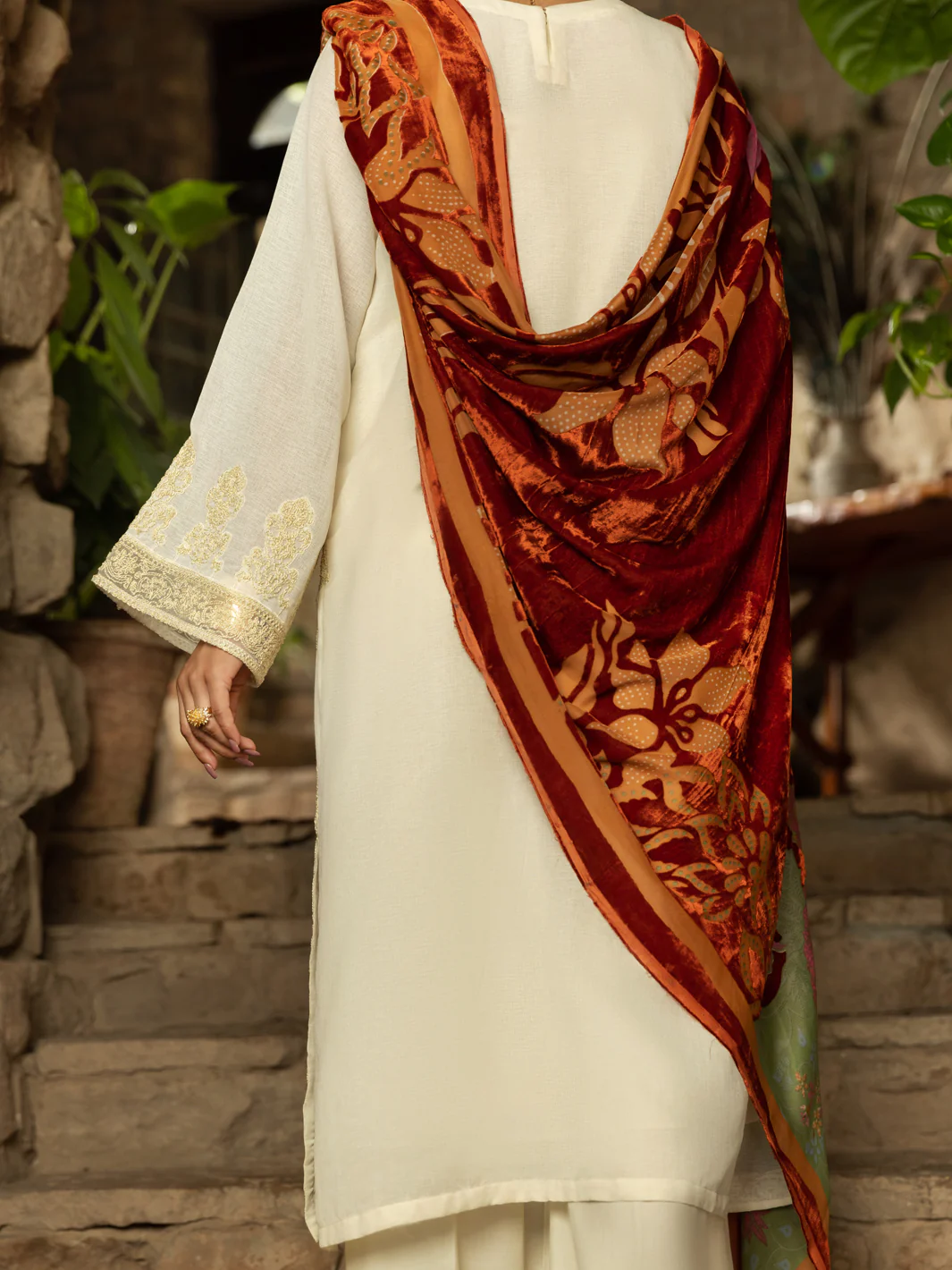 Off White Linen 3 Piece Unstitched - AWP-3PS-543 - Image 2