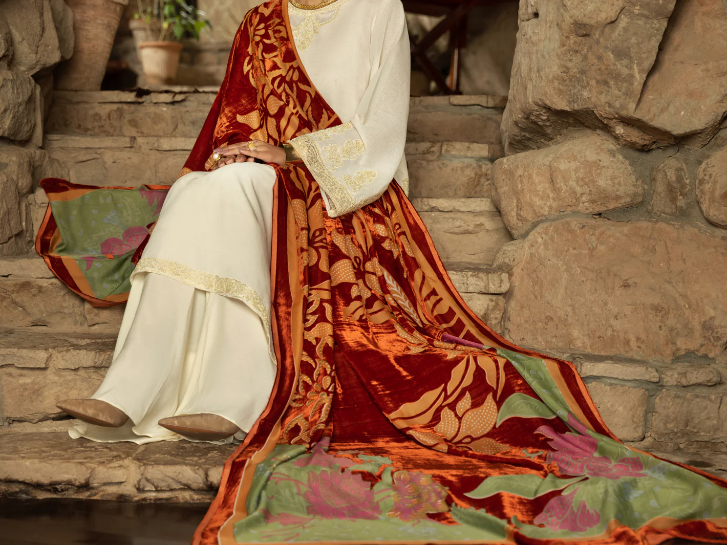 Off White Linen 3 Piece Stitched - AWP-3PS-543 - Image 5