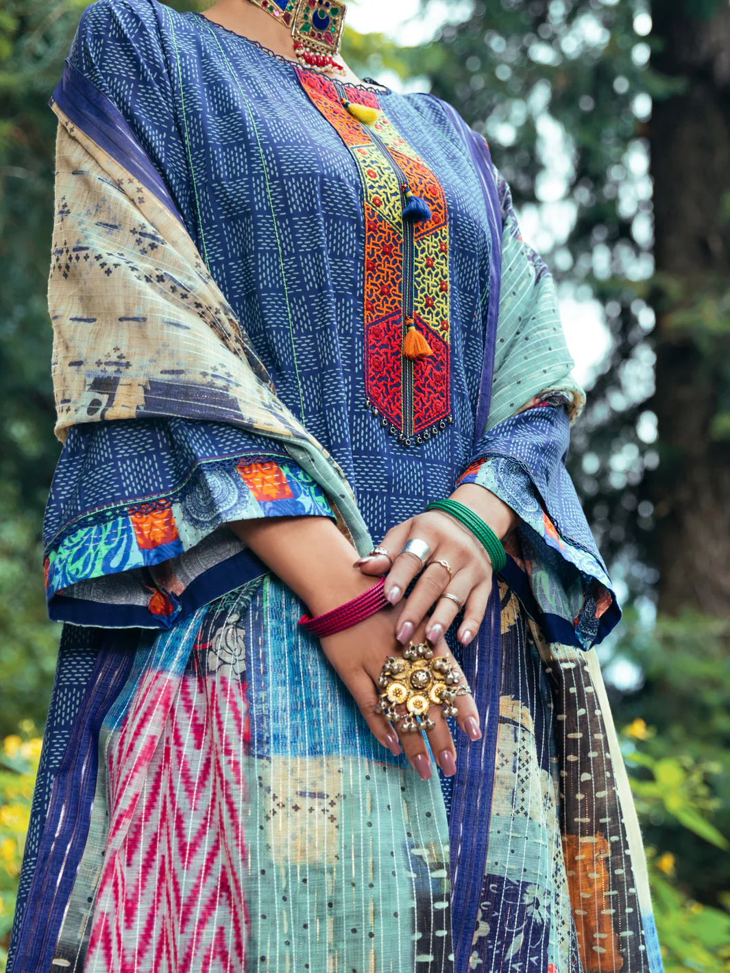 Navy Blue Cambric 3 Piece Stitched - AWP-3PS-546 - Image 4