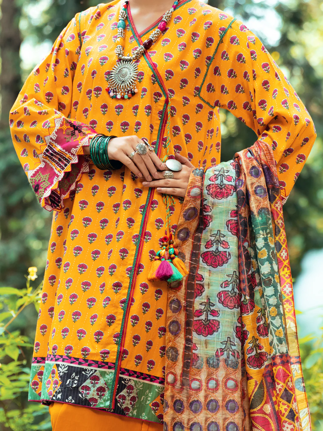Yellow Cambric 3 Piece Unstitched - AWP-3PS-550 - Image 3