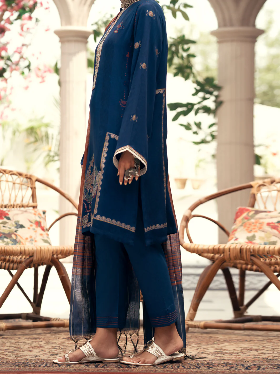 Navy Blue Jacquard 3 Piece Stitched - AWP-3PS-558 - Image 5