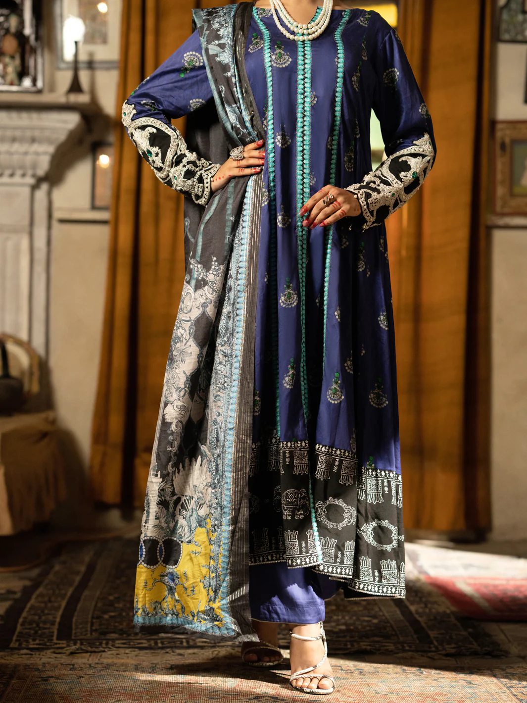 Purple Cotton Silk 3 Piece Unstitched - AWP-3PS-562 - Image 3