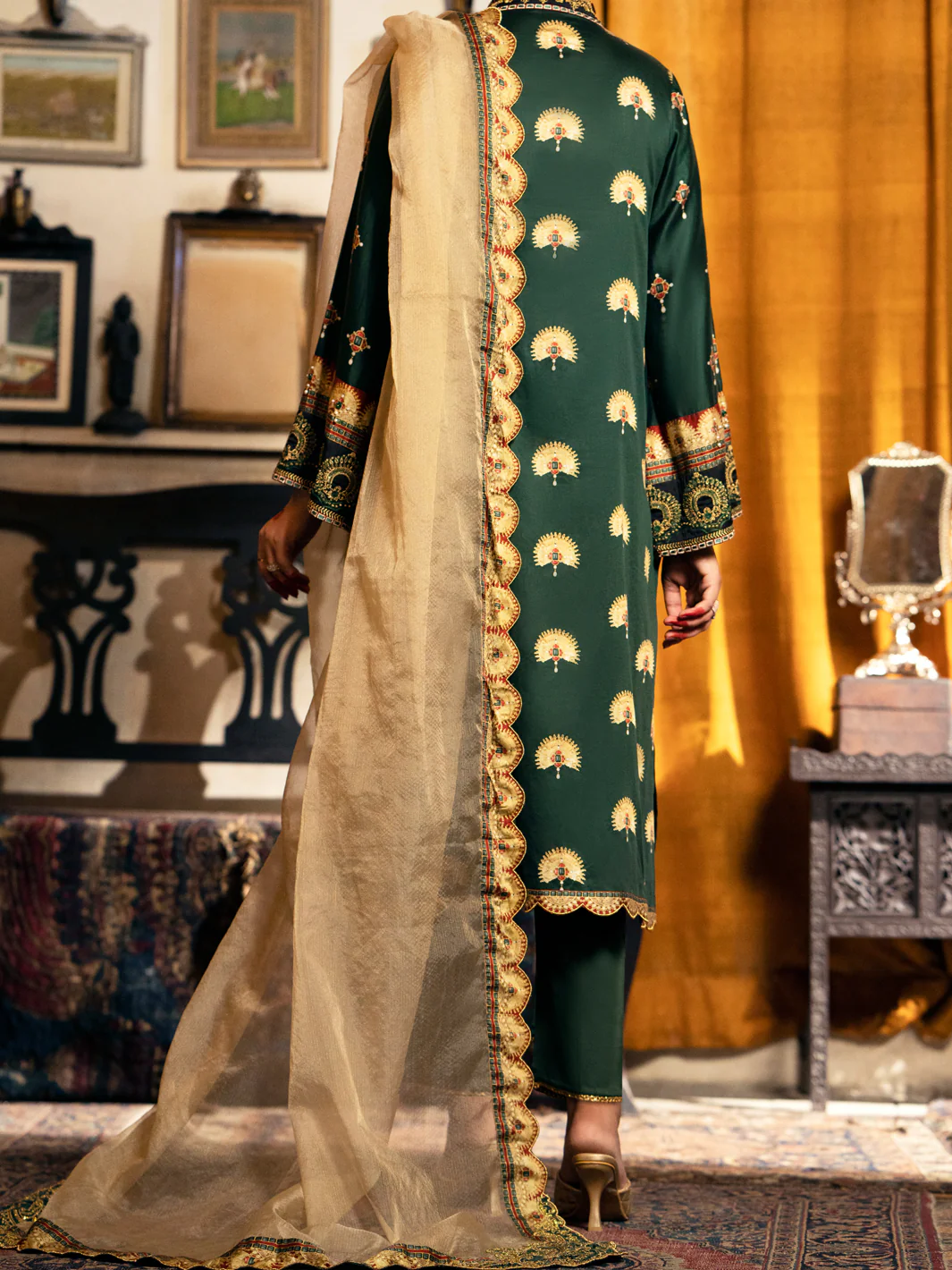 Green Cotton Silk 3 Piece Stitched - AWP-3PS-563 - Image 3
