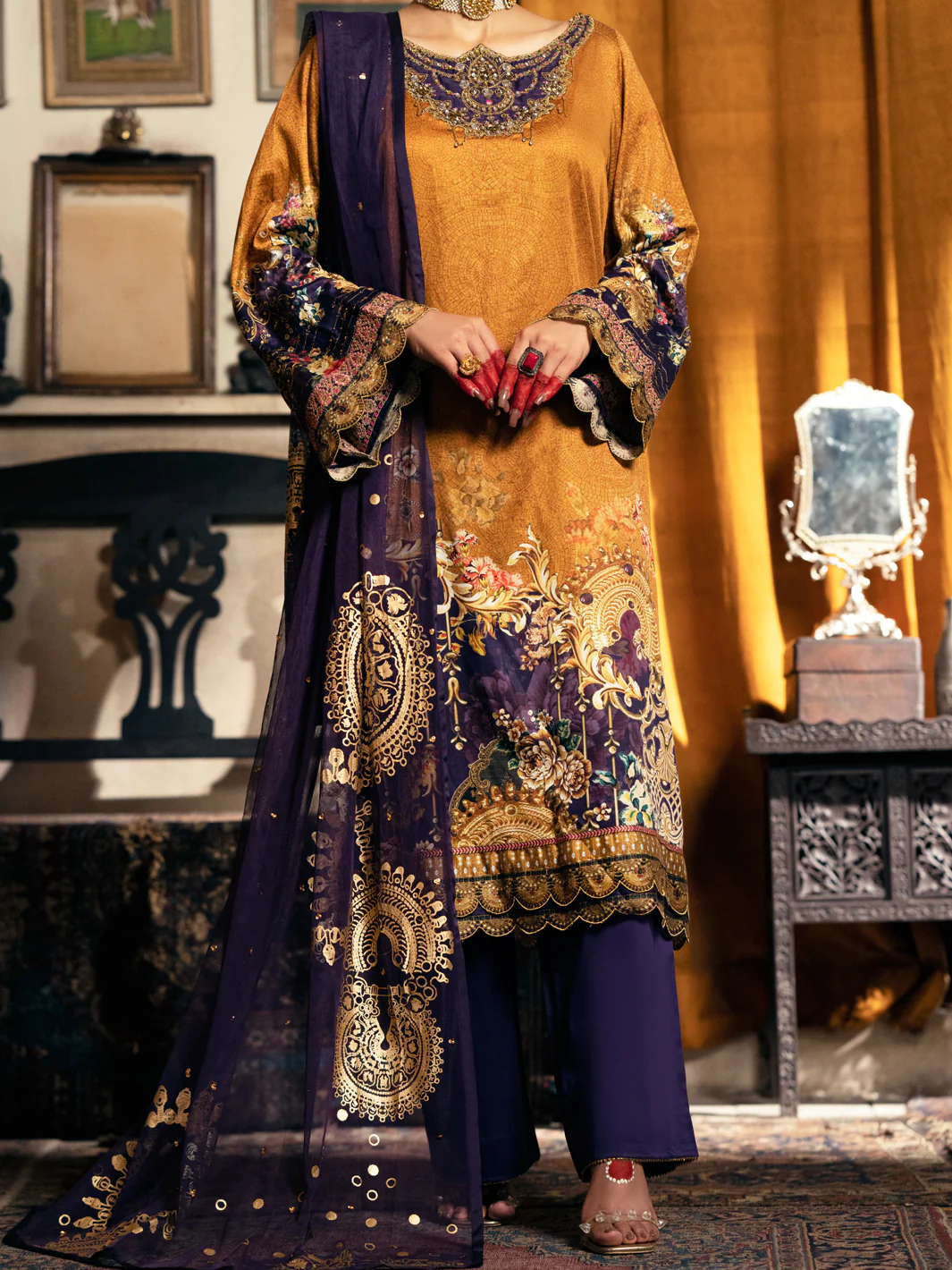 Brown Cotton Silk 3 Piece Unstitched - AWP-3PS-564