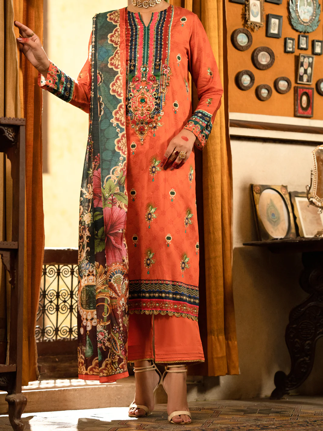 Orange Cotton Silk 3 Piece Stitched - AWP-3PS-566 - Image 6