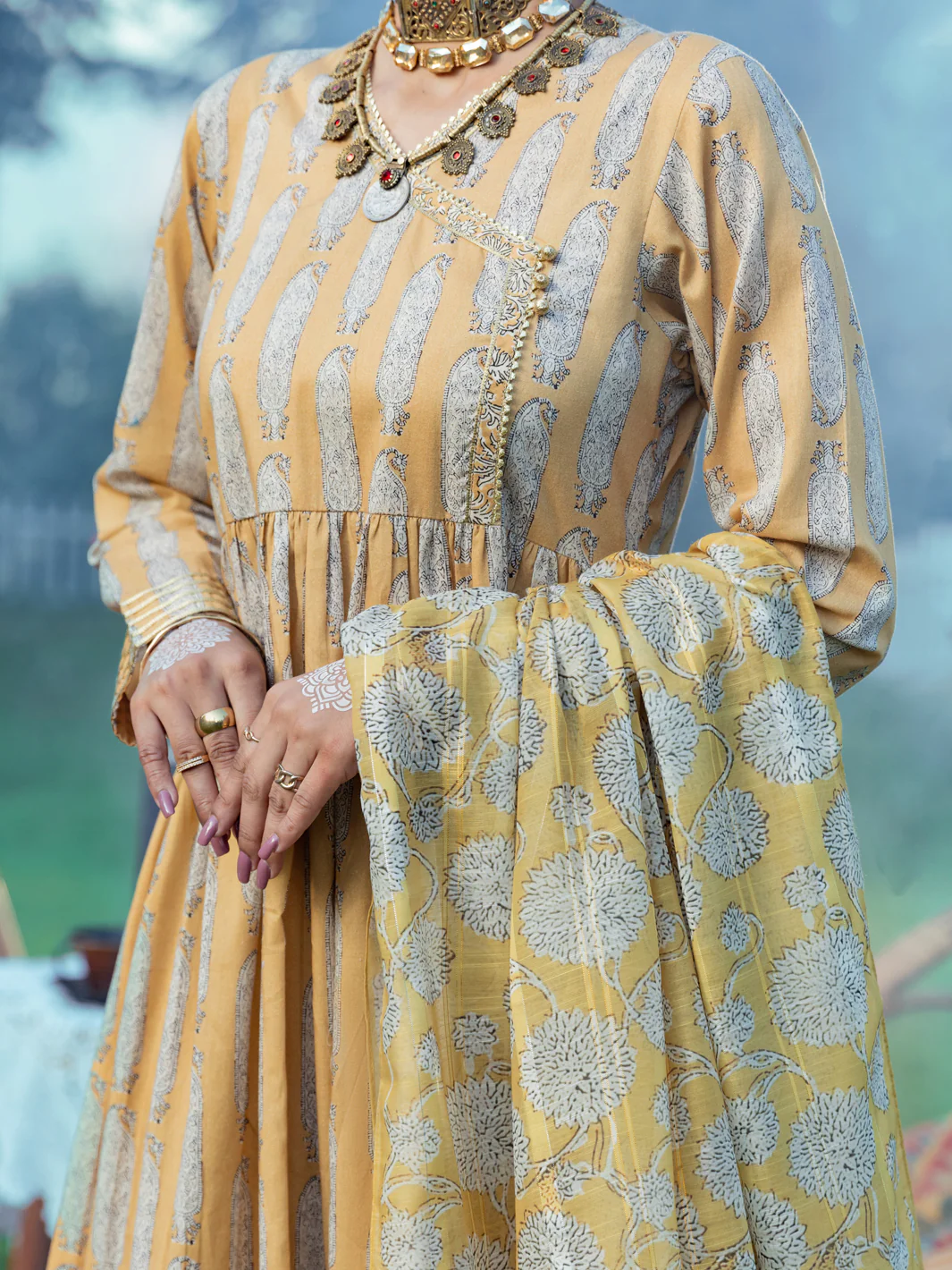 Yellow Cambric 3 Piece Stitched - AWP-3PS-573 - Image 3