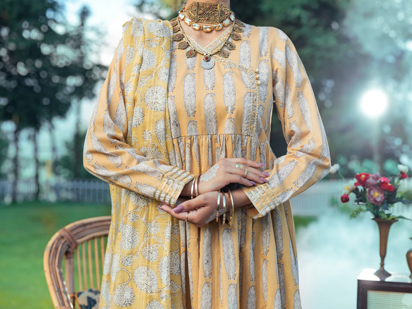 Yellow Cambric 3 Piece Stitched - AWP-3PS-573 - Image 5