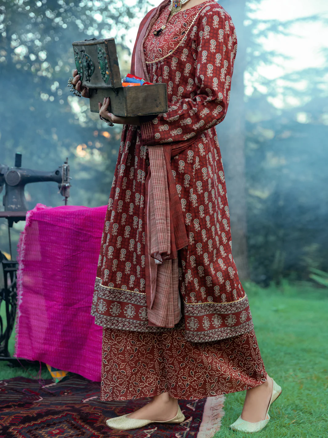 Maroon Cambric 3 Piece Unstitched - AWP-3PS-575