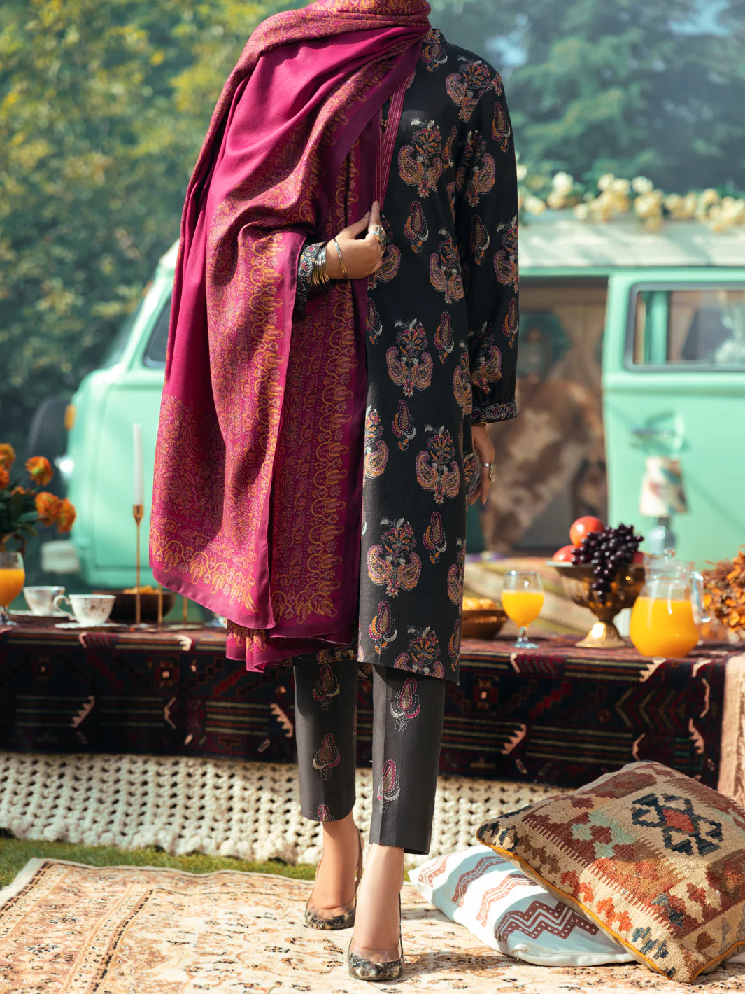 Dark Grey Khaddar 3 Piece Stitched - AWP-3PS-620 - Image 3