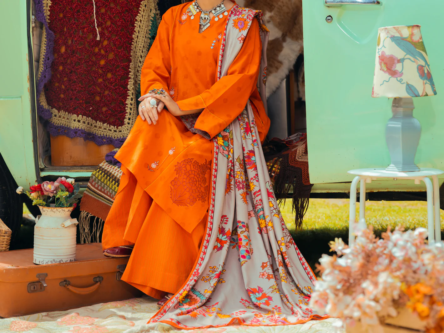 Orange Dobby 3 Piece Stitched - AWP-3PS-622 - Image 4