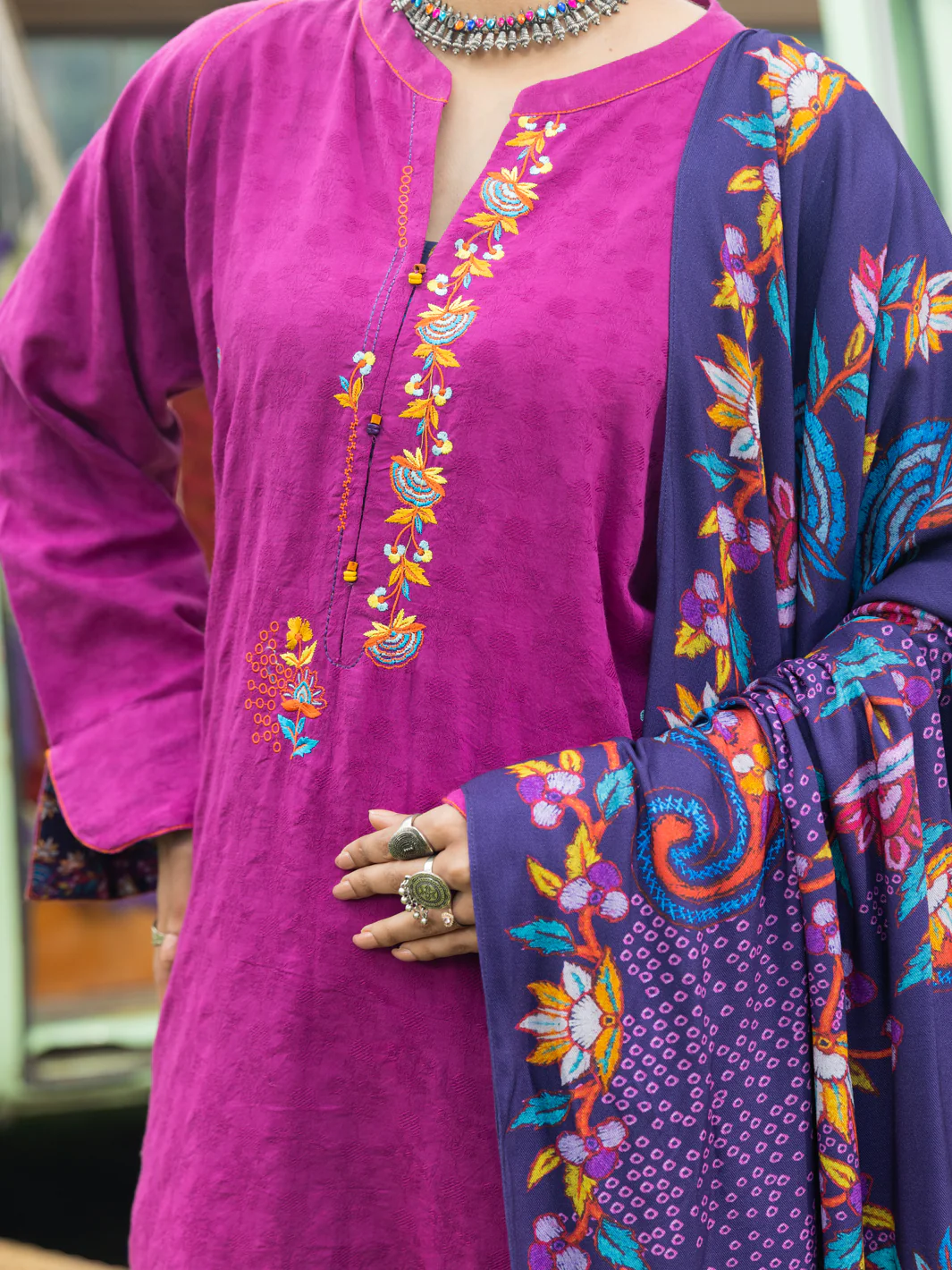 Magenta Dobby 3 Piece Stitched - AWP-3PS-623 - Image 4