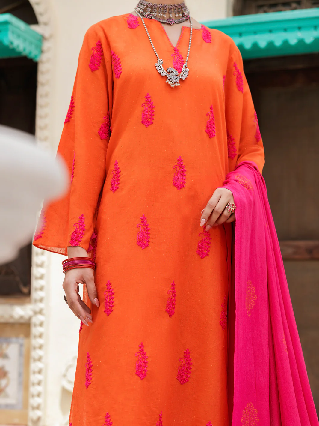 Orange Dobby 3Pc Unstitched - AWP-3PS-651 - Image 3
