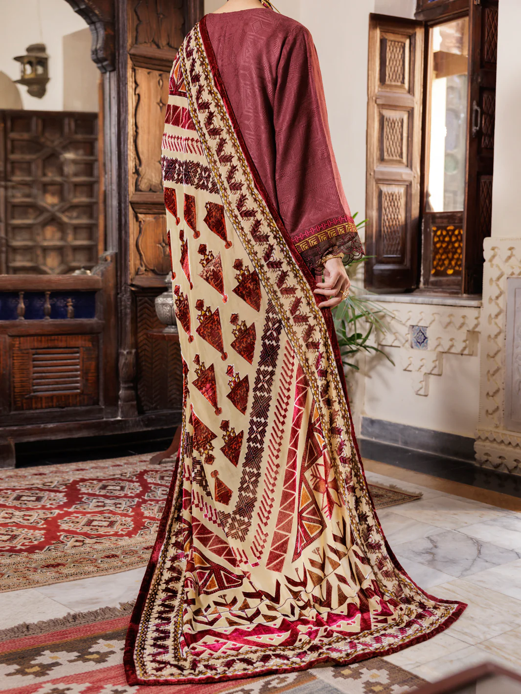 Maroon Acrylic 3Pc Unstitched - AWP-3PS-656 - Image 2