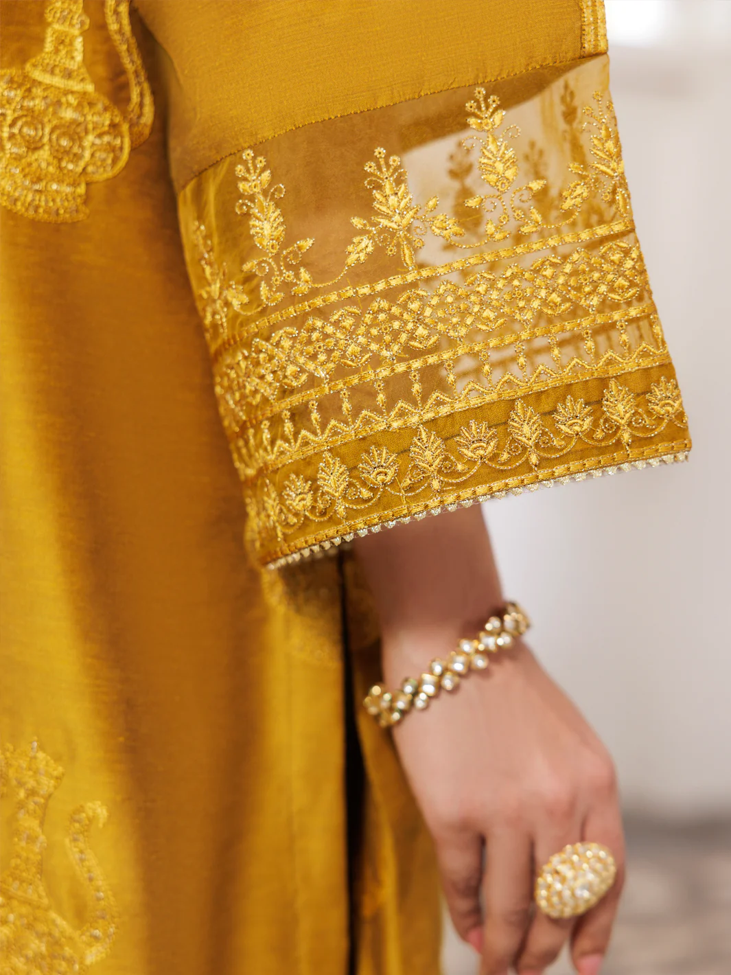 Mustard Jacquard 3Pc Stitched - AWP-3PS-680 - Image 3