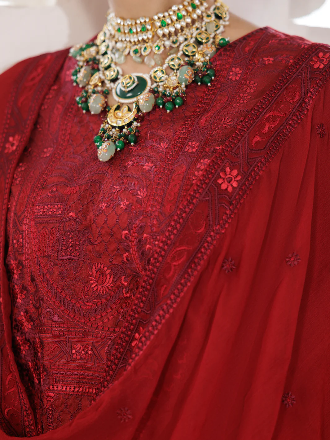 Red Yarn Dyed 3Pc Stitched - AWP-3PS-685 - Image 4