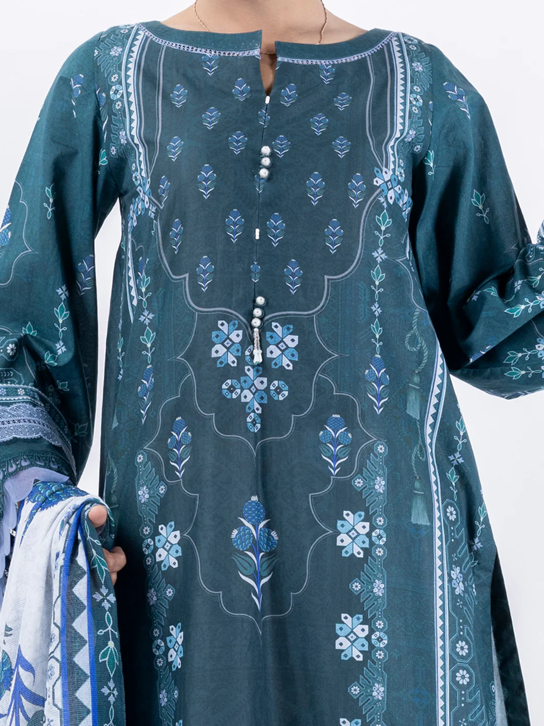 Teal Cambric 3Pc Stitched - AWP-3PS-688 - Image 3