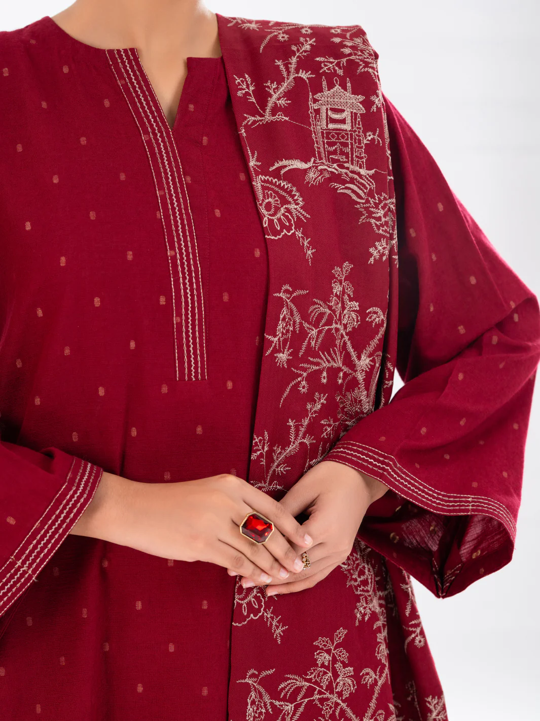Maroon Dobby 3Pc Stitched - AWP-3PS-696 - Image 6